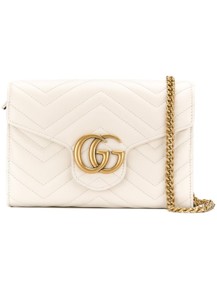 Gucci Gg Marmont Matelassé Crossbody Bag - White