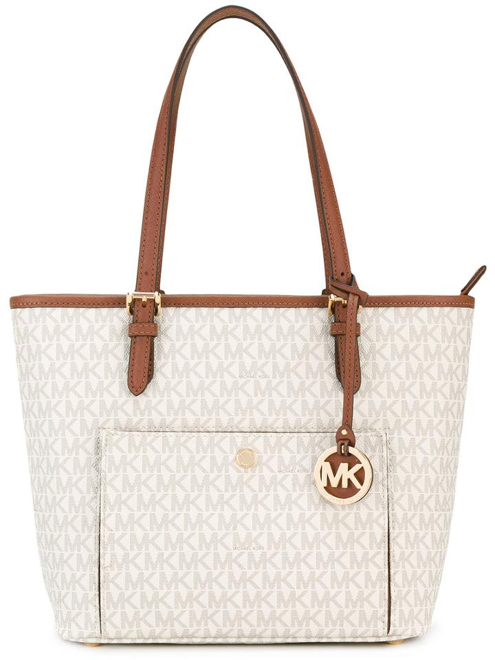 Michael Michael Kors - Logo Pattern Tote - Women - Cotton/polyester/pvc - One Size, Women's, Nude/neutrals, Cotton/polyester/pvc