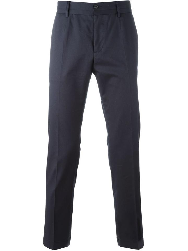 Dolce & Gabbana Classic Chinos, Men's, Size: 52, Blue, Cotton/spandex/elastane