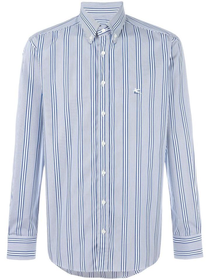 Etro Button-down Striped Shirt, Men's, Size: 41, Blue, Cotton