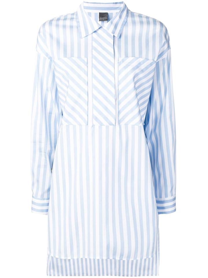 Lorena Antoniazzi Patchwork Striped Shirt - Blue