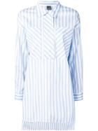 Lorena Antoniazzi Patchwork Striped Shirt - Blue