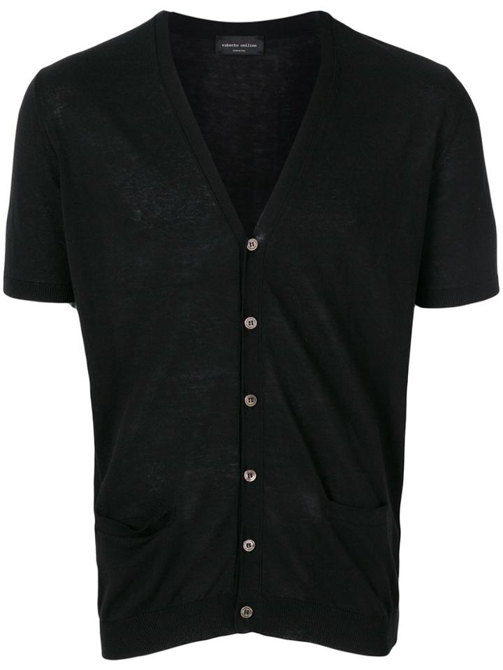 Roberto Collina Deep V-neck Cardigan - Black