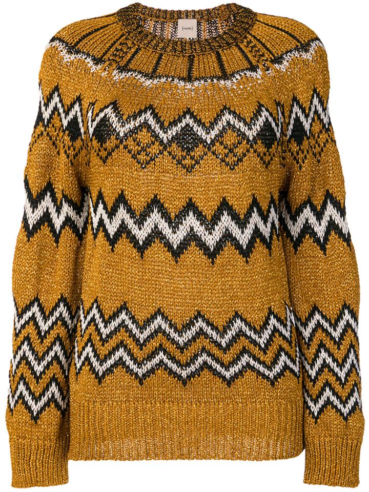 Nude Metallic Knitted Jumper - Yellow & Orange