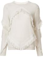 Tanya Taylor 'inlay Fringe Chacha' Sweater, Women's, Size: Small, White, Polyamide/alpaca