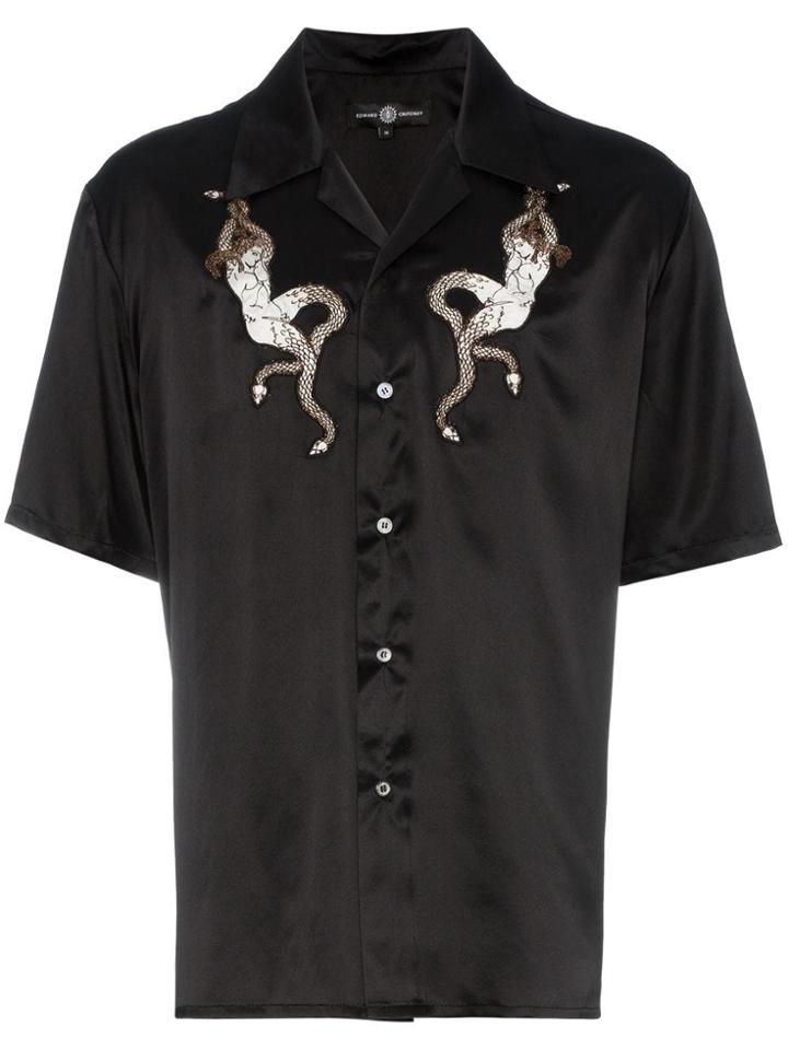 Edward Crutchley Ed Crtch Frnt Emb Ss Shrt Blk - Unavailable
