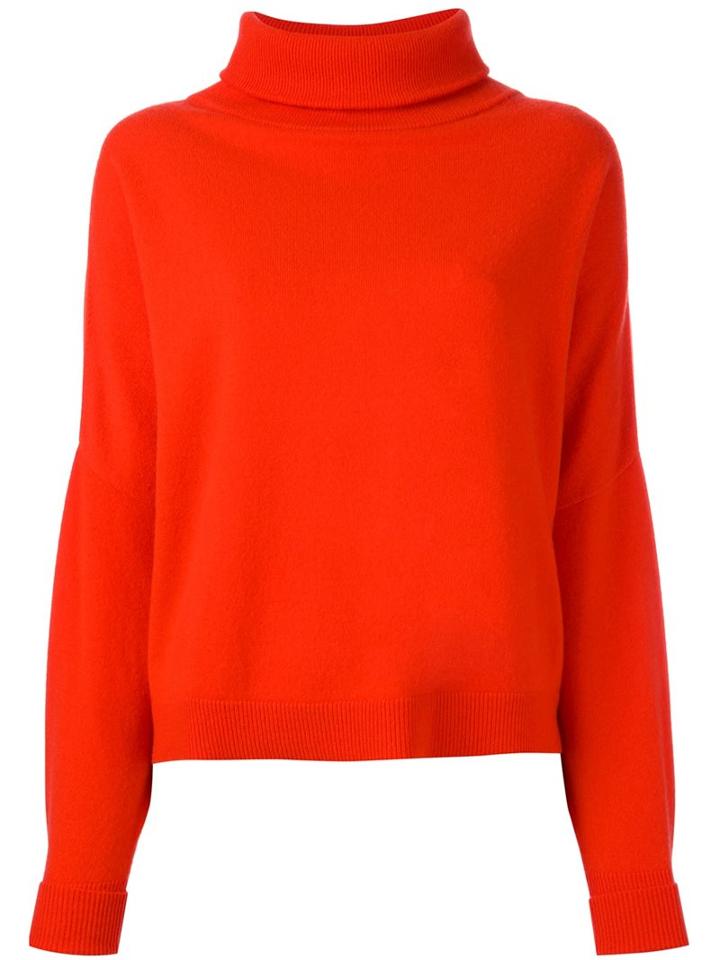 Dusan High Neck Chunky Sweater, Women's, Size: Medium, Red, Cashmere