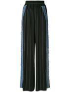 Almaz Pinstriped Wide-leg Trousers - Black