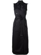 Victoria Beckham Fluid Trench Coat, Women's, Size: 8, Black, Leather/viscose