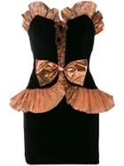 Alessandra Rich Bow Ruffled Dress - Black