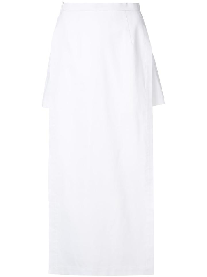 Rosetta Getty - Long Side-slit Skirt - Women - Silk/cotton/viscose - 4, White, Silk/cotton/viscose
