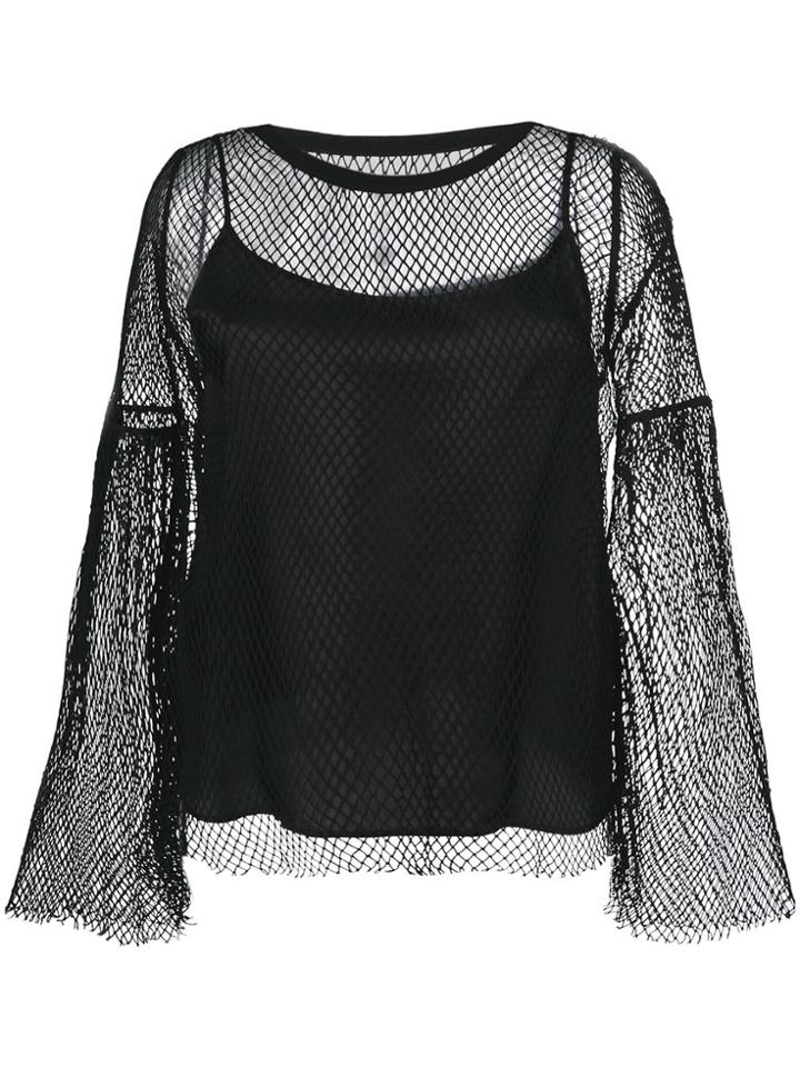 Mm6 Maison Margiela Mesh Layered Blouse - Black