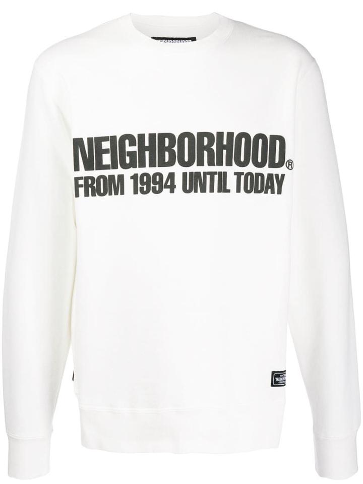 Neighborhood Logo Print Sweatshirt - White