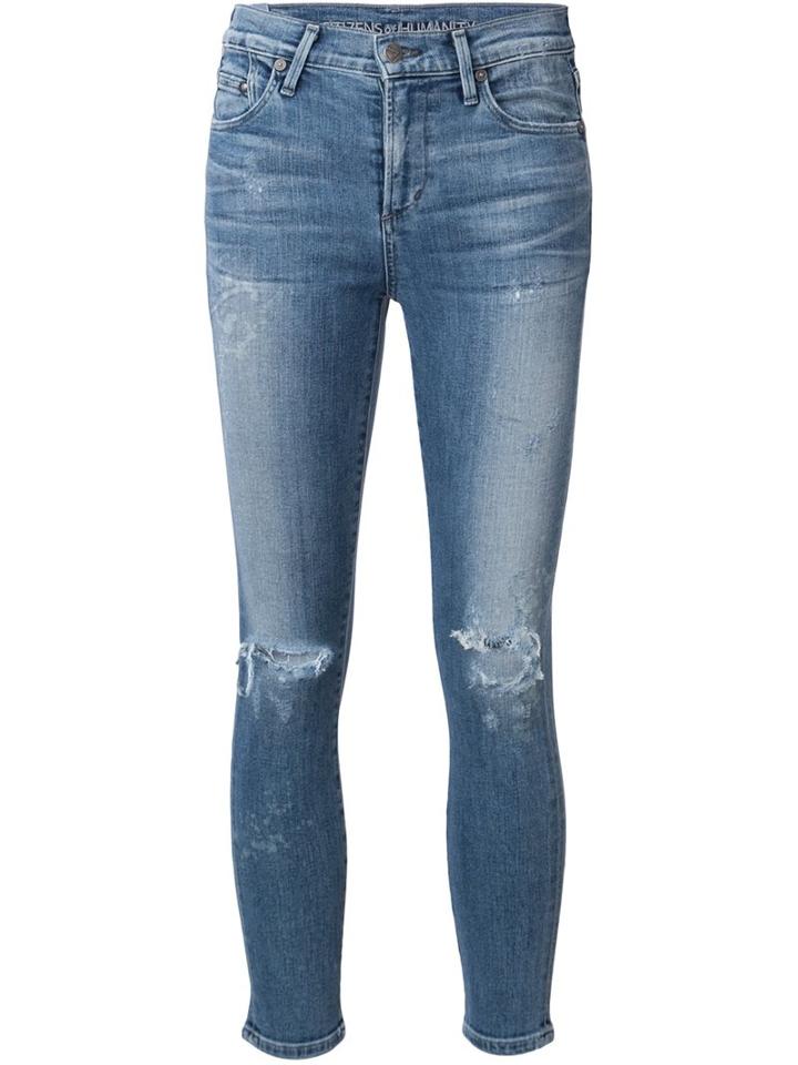 Citizens Of Humanity Distressed Skinny Jeans, Women's, Size: 32, Blue, Cotton/polyurethane
