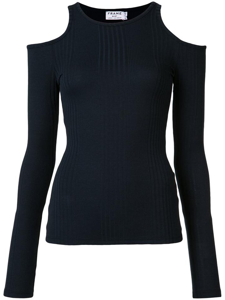Frame Denim Cold-shoulder Top, Women's, Size: Small, Black, Micromodal/cotton/spandex/elastane