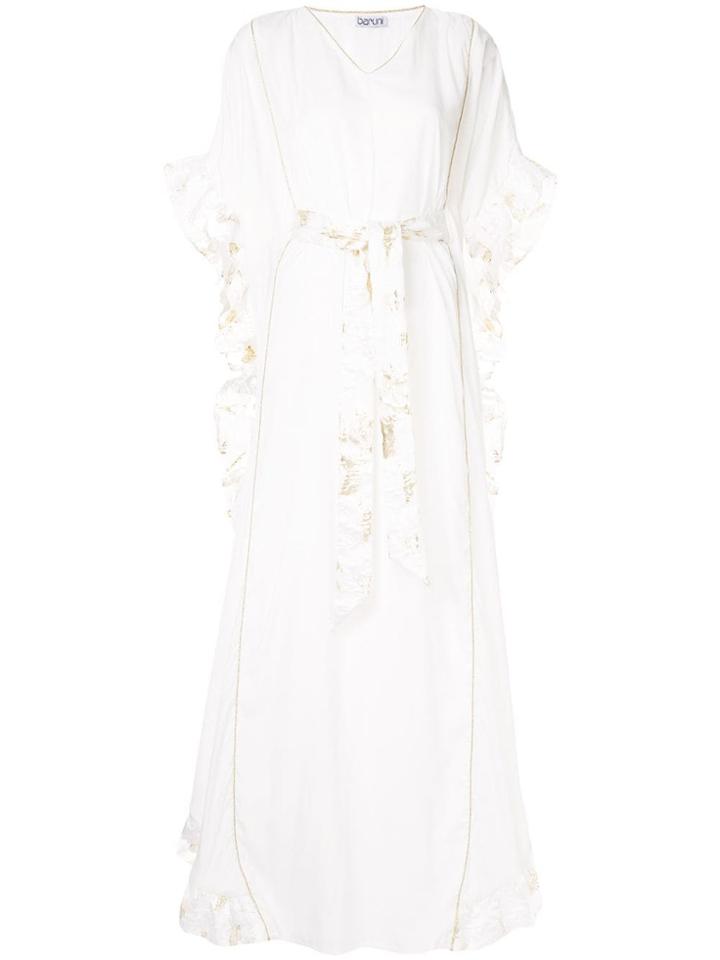 Baruni Floral Brocade Kaftan Dress - White