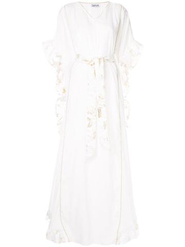 Baruni Floral Brocade Kaftan Dress - White
