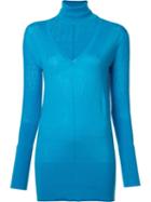 Tome 'deep V Turtleneck' Sweater, Women's, Size: Large, Blue, Merino