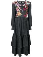 Antonio Marras Flower, Butterfly And Bird Embroidered Dress - Blue