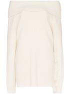 Stella Mccartney Off- The-shoulder Fringe Sweater - White
