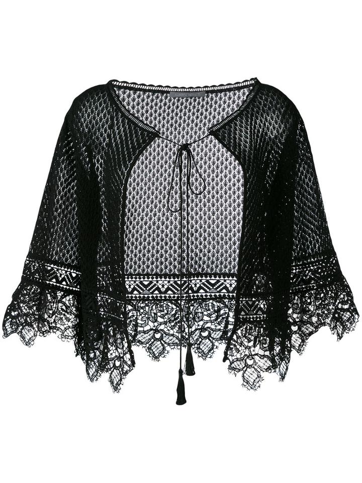 Alberta Ferretti - Knitted Lace Cape - Women - Cotton - 44, Black, Cotton