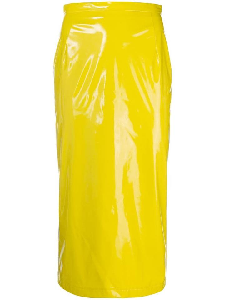 Nº21 Vinyl Pencil Skirt - Yellow
