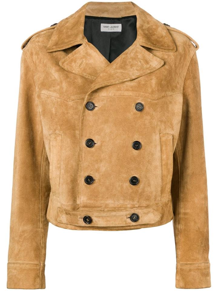 Saint Laurent Classic Box-fit Leather Jacket - Brown