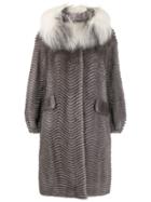Liska Fur Collar Coat - Blue