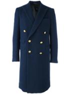 Andrea Pompilio Classic Double Breasted Coat, Men's, Size: 46, Blue, Wool/cotton/polyamide/cupro
