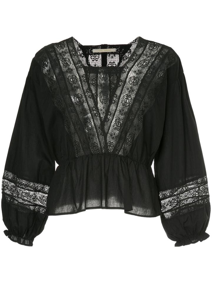 Ne Quittez Pas Lace Detail Peplum Blouse - Black