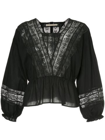 Ne Quittez Pas Lace Detail Peplum Blouse - Black