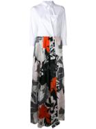 Sara Roka Floral Print Contrast Dress, Women's, Size: 42, White, Cotton/polyamide/spandex/elastane