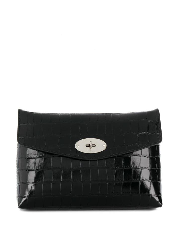 Mulberry Darley Croc-effect Cosmetic Pouch - Black