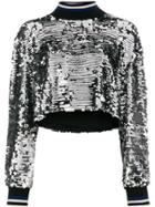 Msgm Cropped Sequinned Sweatshirt - Metallic