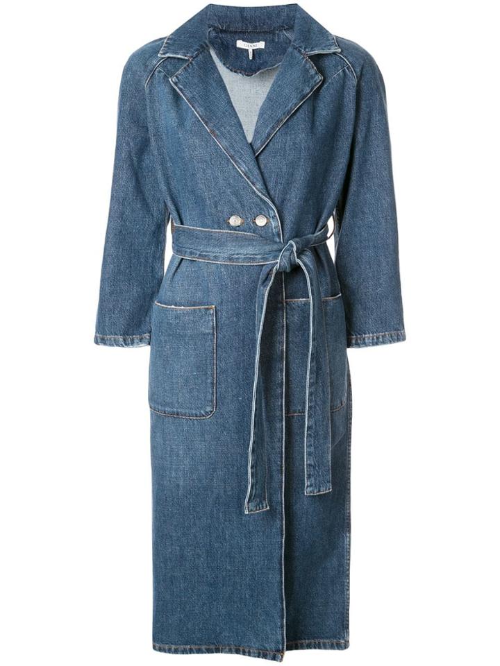 Ganni Denim Trench Coat - Blue
