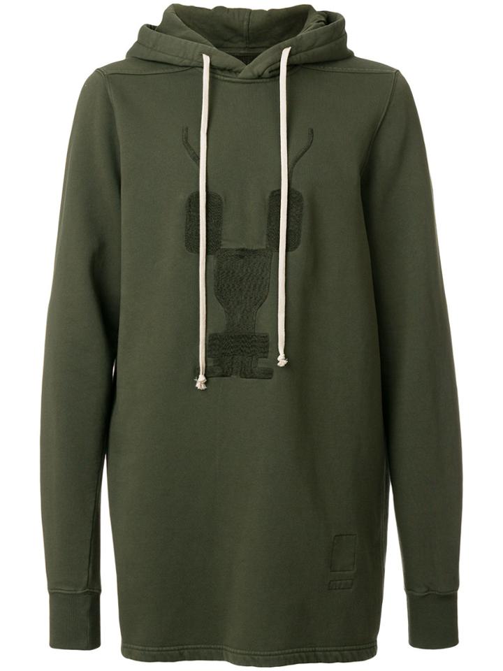 Rick Owens Drkshdw Logo Embroidered Hoodie - Green