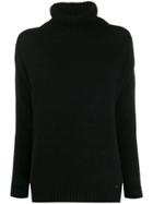 Fay Roll-neck Fitted Sweater - Black