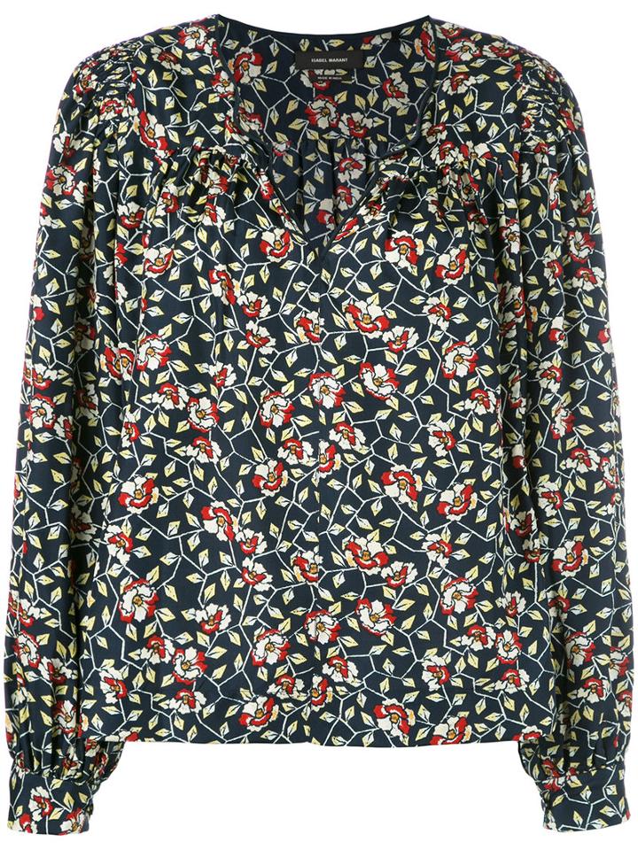 Isabel Marant - Floral Print Blouse - Women - Silk - 34, Black, Silk
