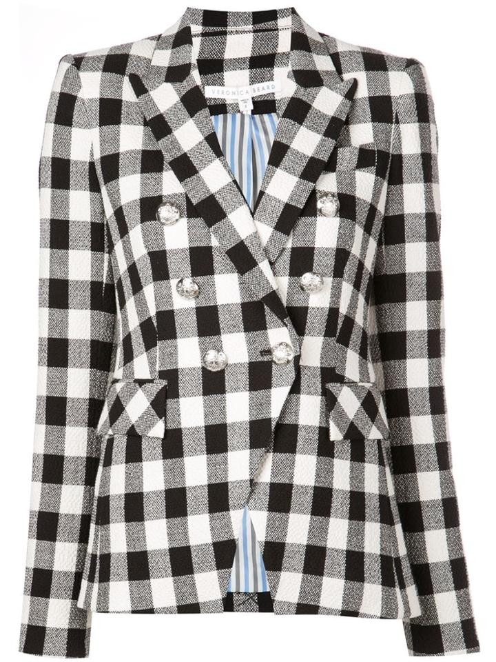 Veronica Beard Check Double-breasted Blazer - Black