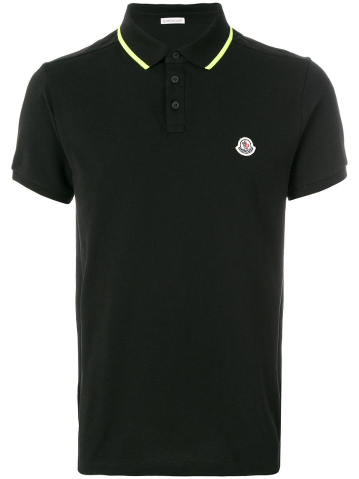 Moncler Logo Patch Polo Top - Black