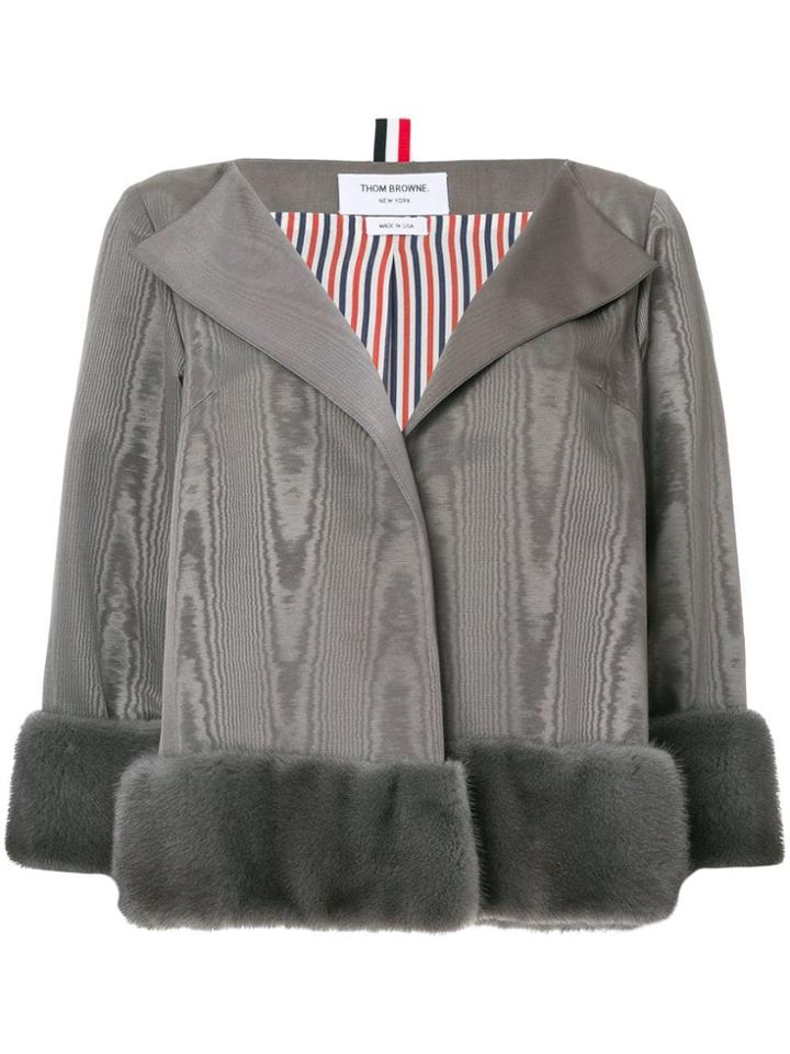 Thom Browne Mink Fur-trimmed Jacket - Grey