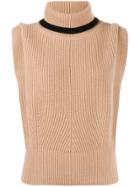 Cashmere In Love Ribbed Roll-neck Jade Vest - Neutrals