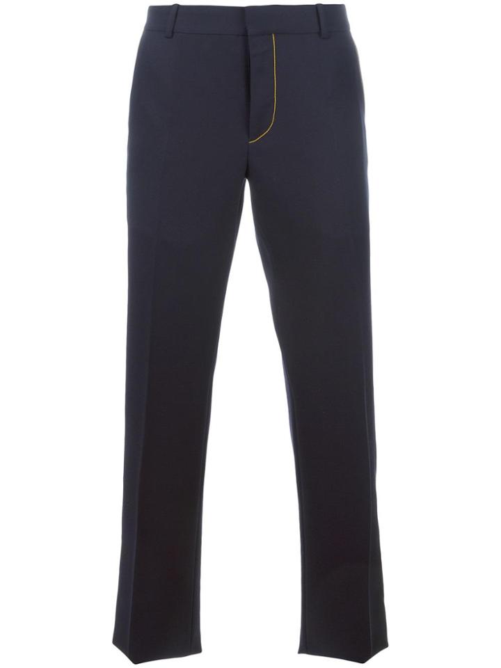 Alexander Mcqueen Contrast Stitching Tailored Trousers - Blue
