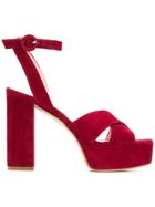 Anna F. Chunky Heel Sandals - Red