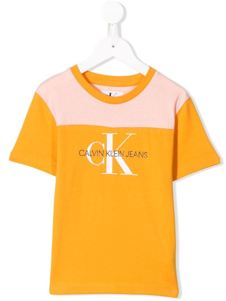 Calvin Klein Kids Colour Block T-shirt - Orange