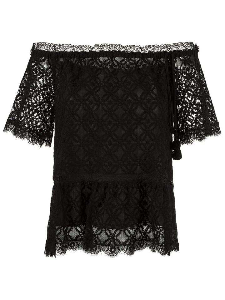 Talie Nk Tulle Embroidered Top, Women's, Size: 44, Black, Polyester