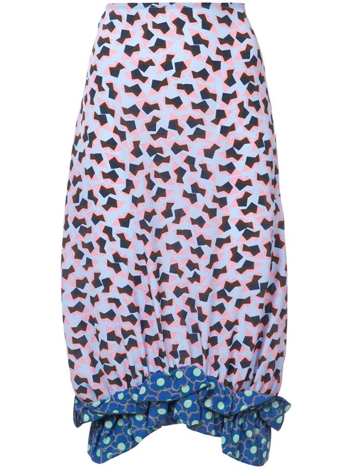 Marni Ruffle Hem Pencil Skirt - Blue