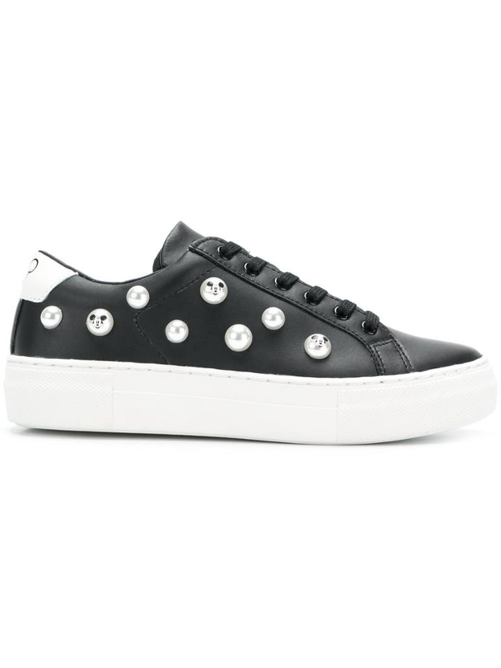 Moa Master Of Arts Faux Pearl-embellished Sneakers - Black
