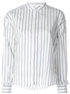 Bassike Band Collar Striped Shirt - White