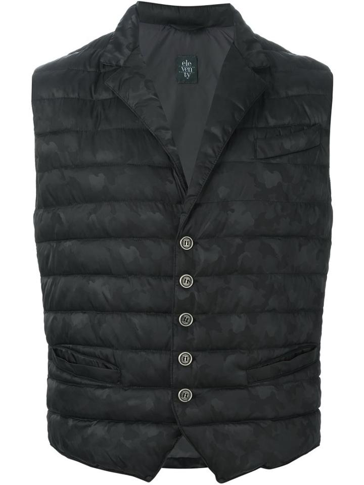 Eleventy Camouflage Print Padded Gilet, Men's, Size: Xl, Black, Polyamide